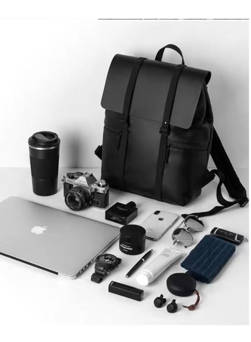 Sleek Black Buckle - Strap Backpack - Image 4
